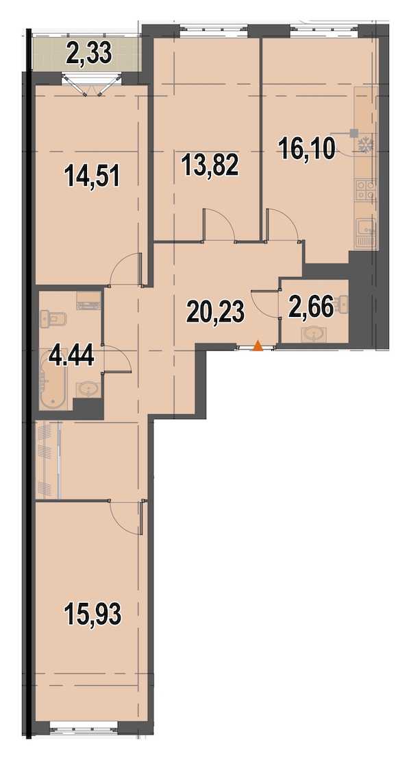 Трехкомнатная квартира в Инвестторг: площадь 89.1 м2 , этаж: 9 – купить в Санкт-Петербурге